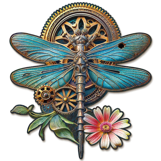 Engaging Wooden Jigsaw Puzzle-Retro Mechanical Dragonfly