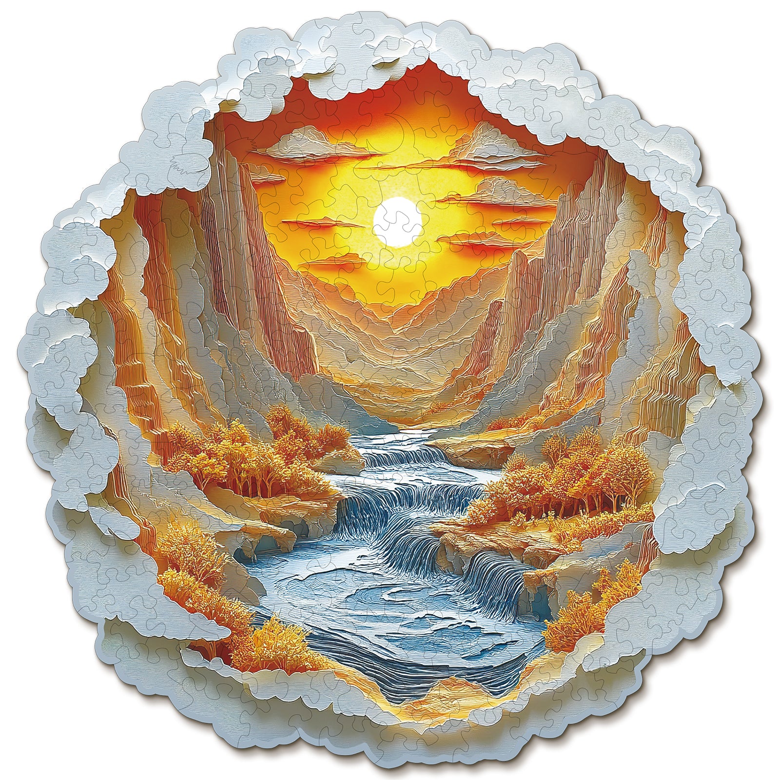 Whimsical Wooden Jigsaw Puzzle-  Sunset Light Main image