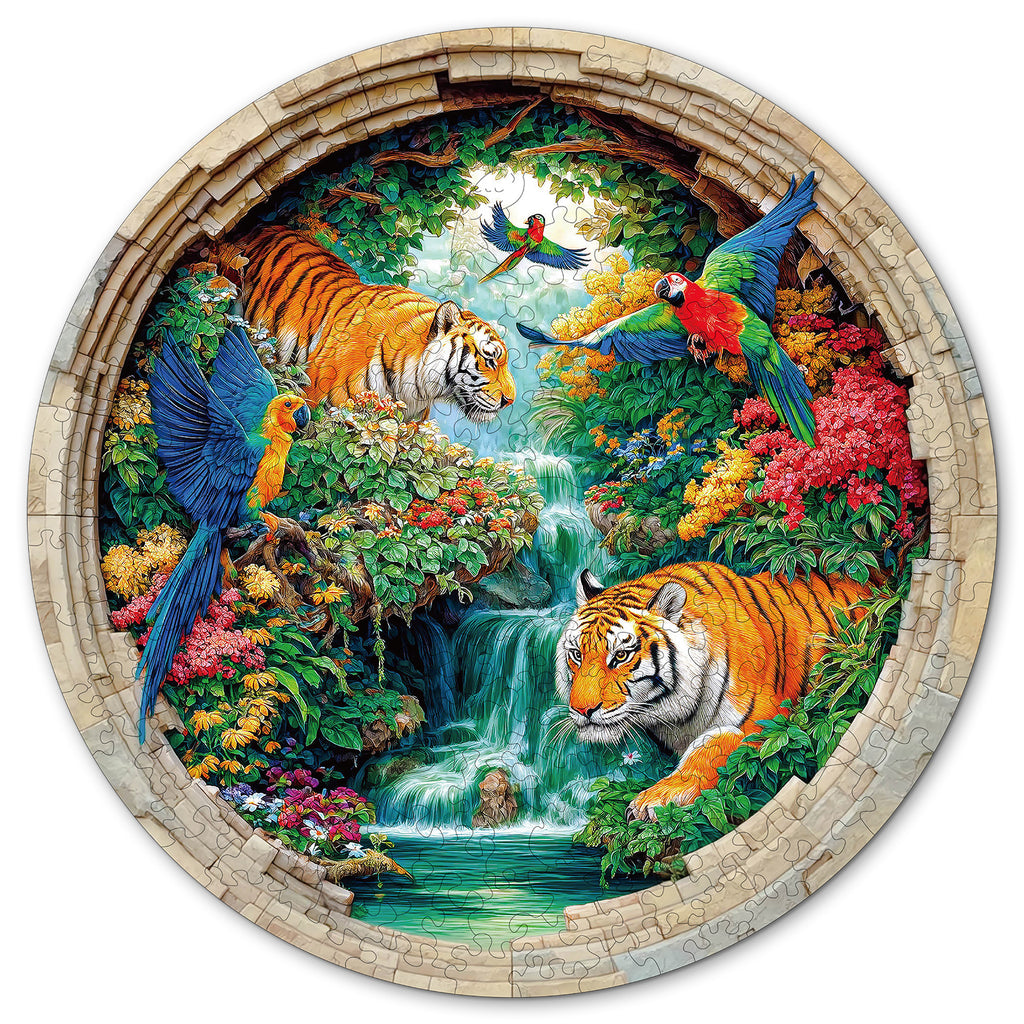 Whimsical Wooden Jigsaw Puzzle- The Tiger Family