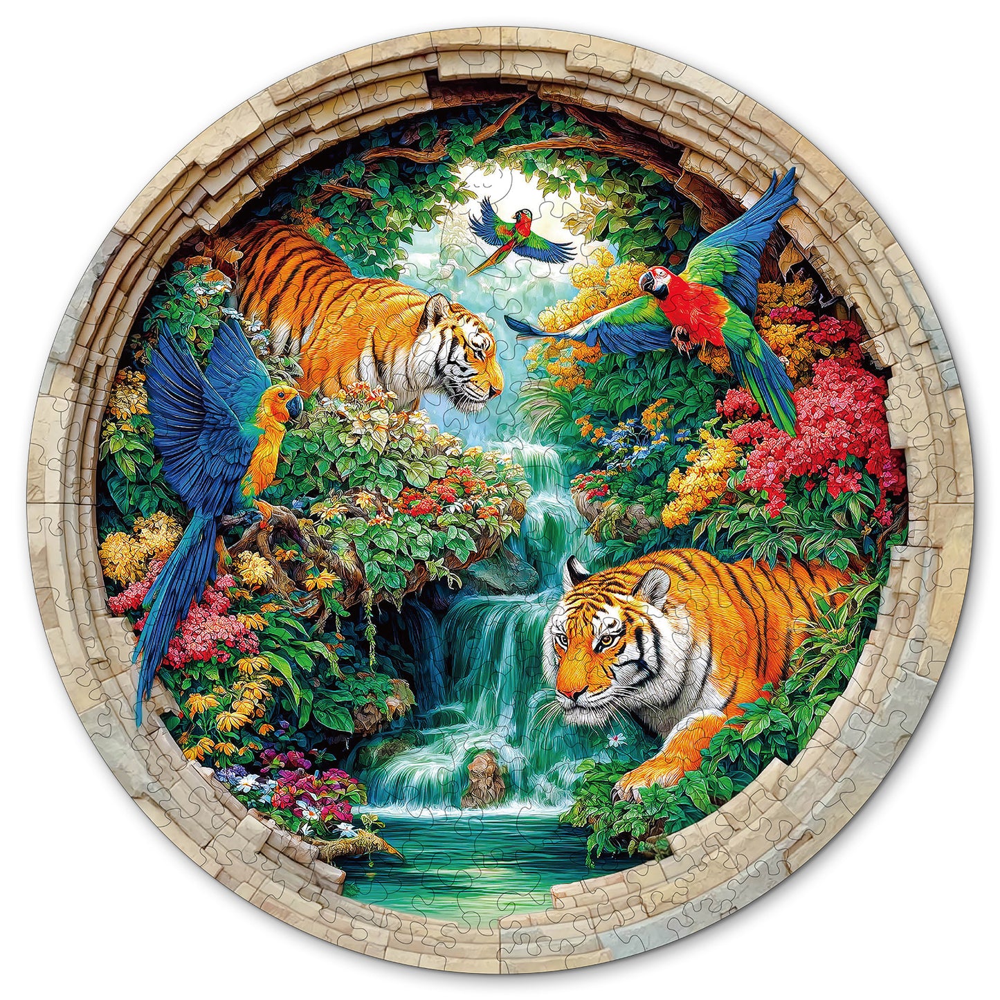 Launisches Holzpuzzle - Die Tigerfamilie