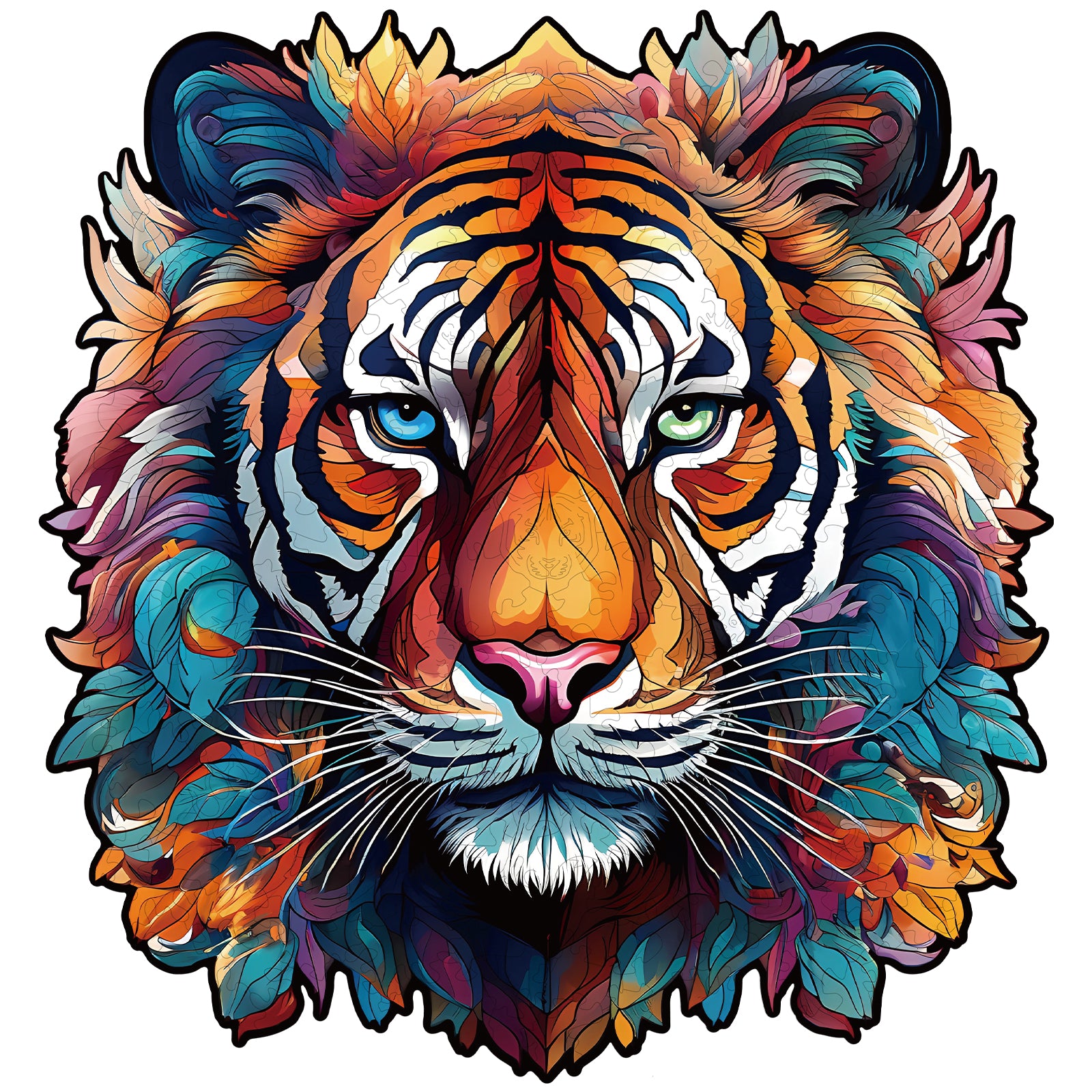 Whimsical Wooden Jigsaw Puzzle- Tough Tiger Main image
