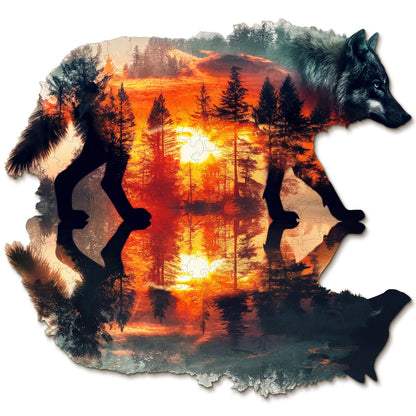 Originelles Holzpuzzle-WOLF