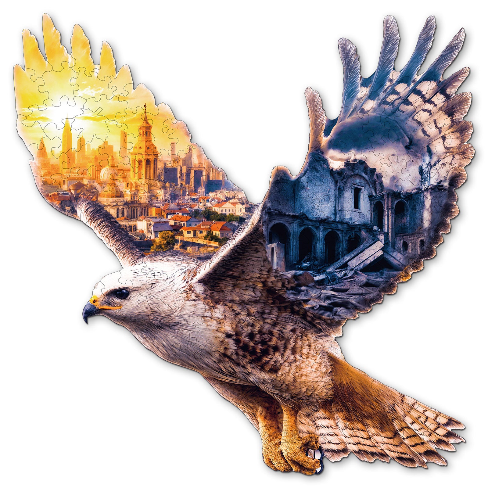 Verträumtes Holzpuzzle – Adler mit Bergblick Hauptbild