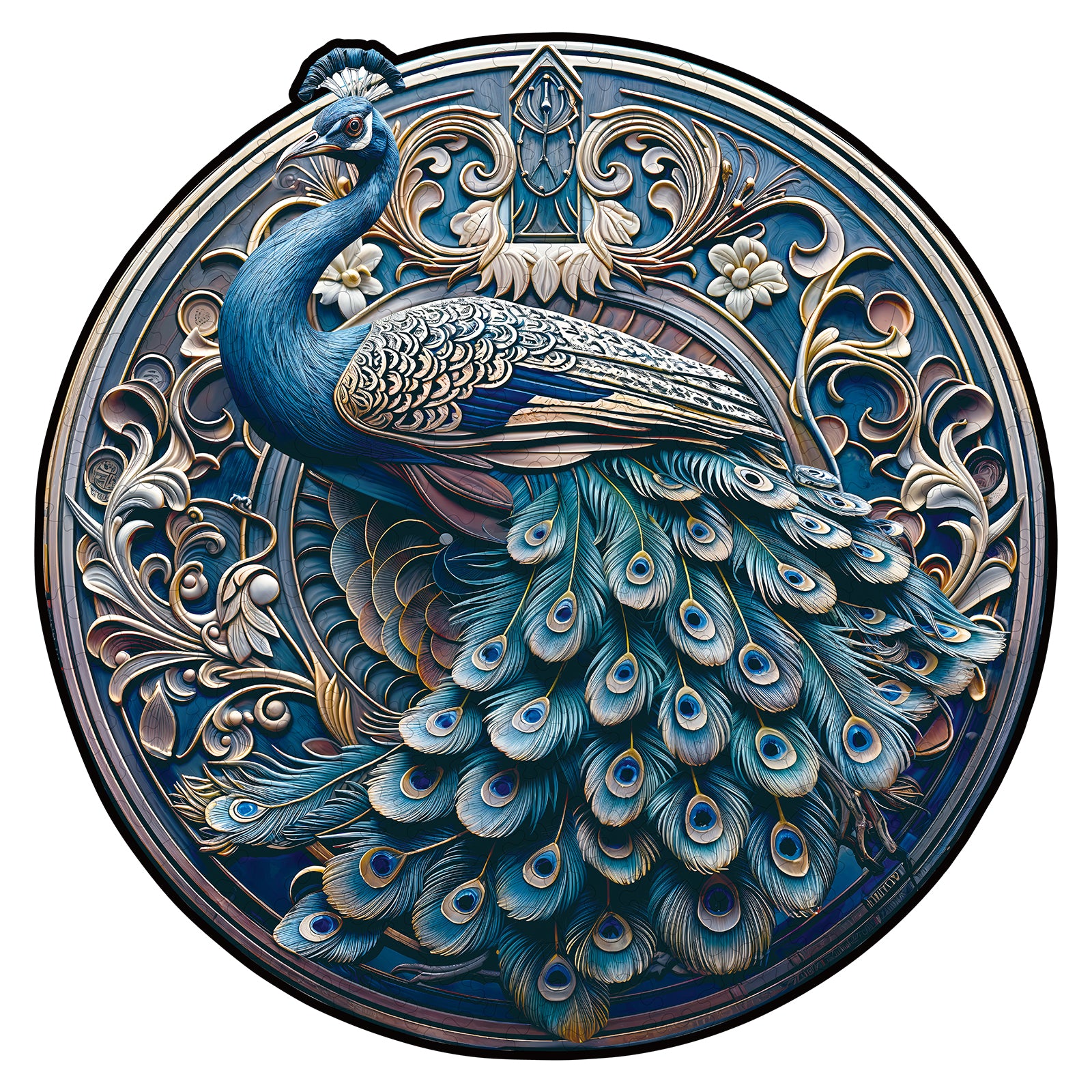 Whimsical Wooden Jigsaw Puzzle- Retro Beautiful Peacock