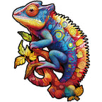 Whimsical Wooden Jigsaw Puzzle- Colorful Chameleon