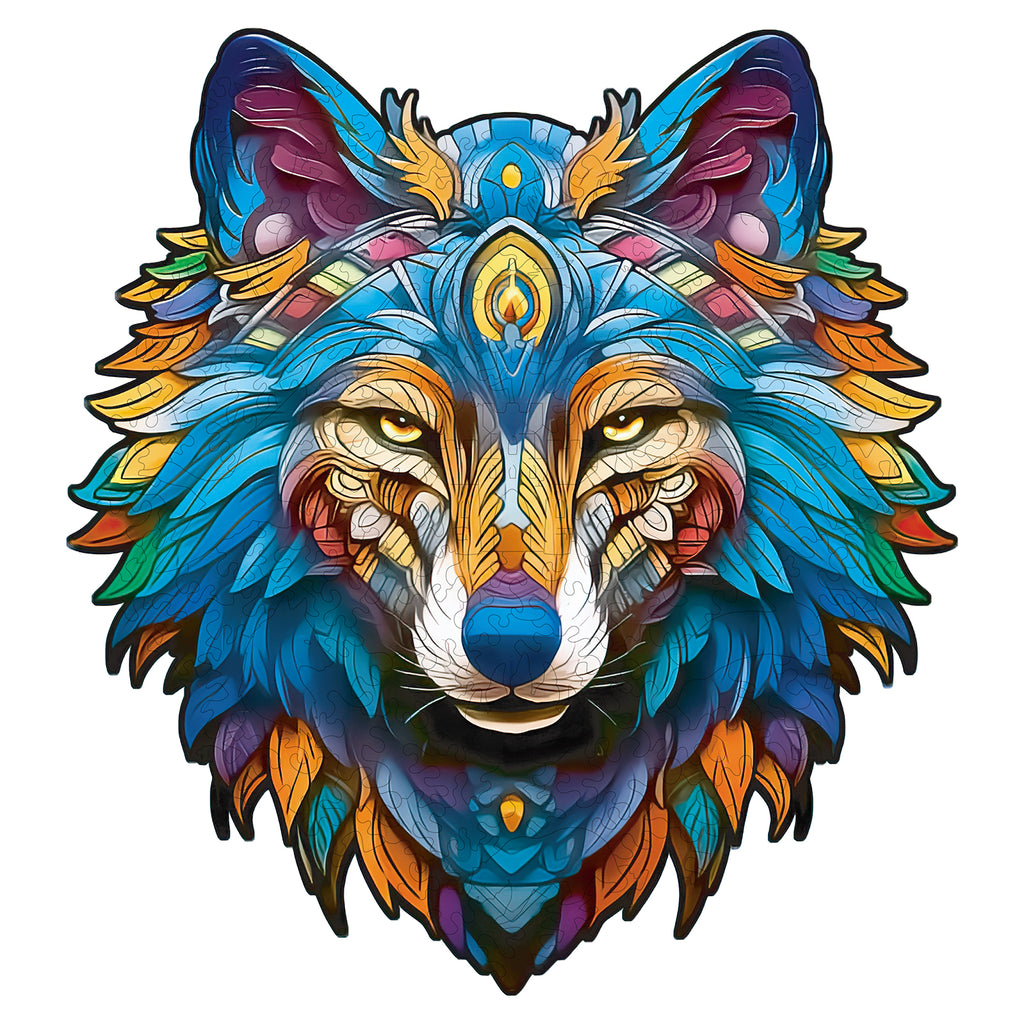 Whimsical Wooden Jigsaw Puzzle-Majestic Wolf