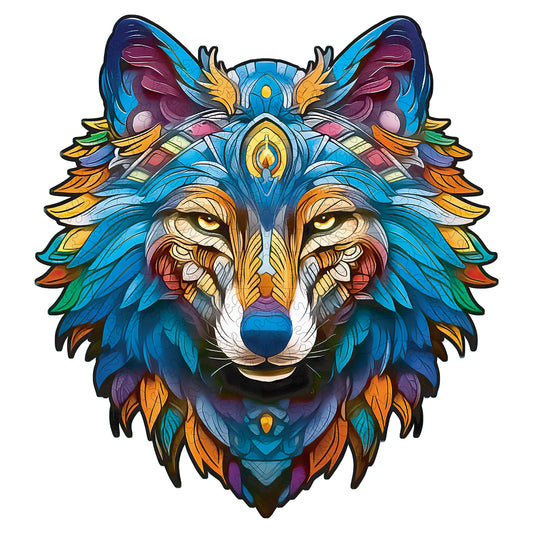 Whimsical Wooden Jigsaw Puzzle-Majestic Wolf