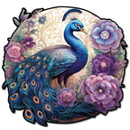 Whimsical Wooden Jigsaw Puzzle- Beautiful Peacock