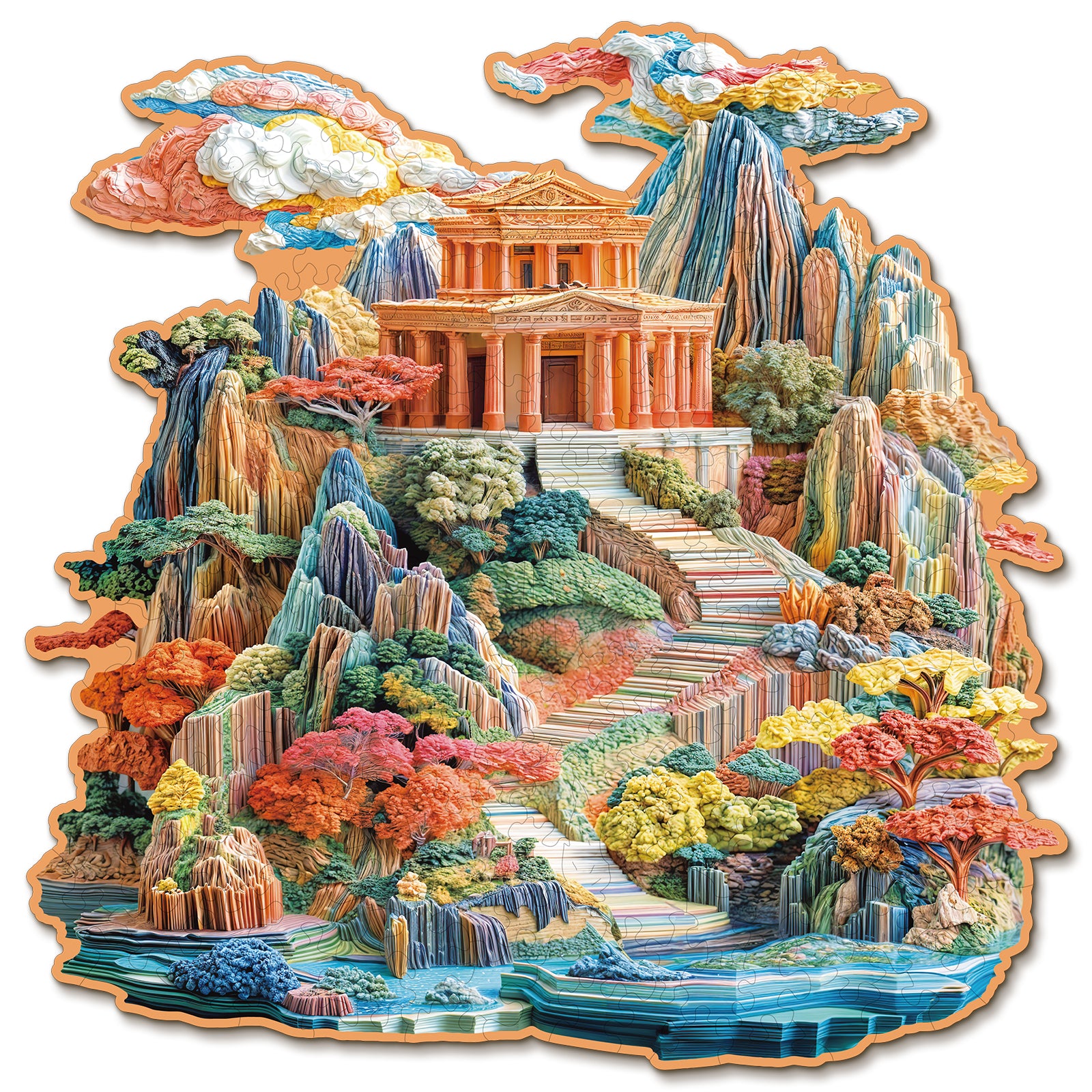 Whimsical Wooden Jigsaw Puzzle- Colorful Palace Main image