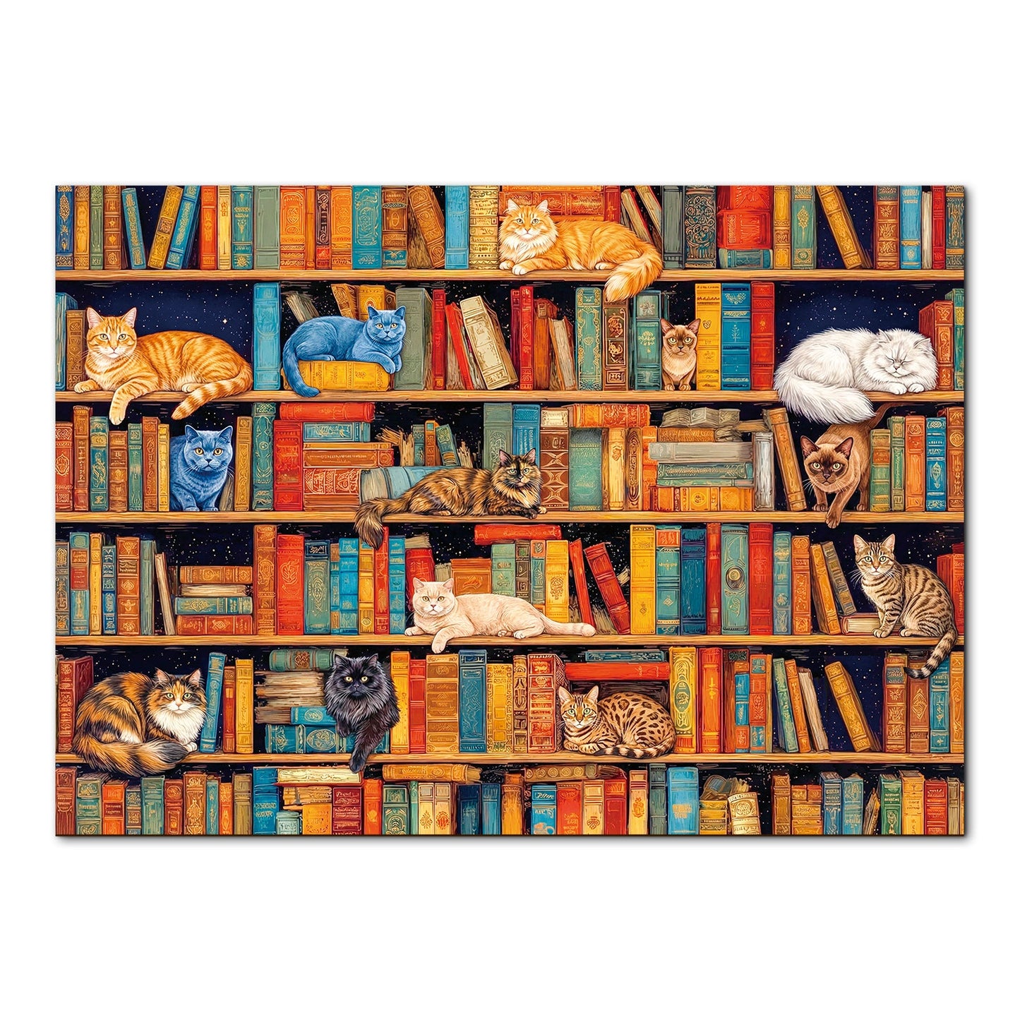 Cat on Shelf 1000-Piece Cardboard Jigsaw Puzzle