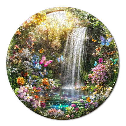 Butterflies and Waterfalls 1000-Piece Cardboard Jigsaw Puzzle