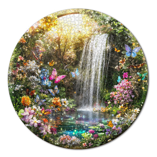 Butterflies and Waterfalls 1000-Piece Cardboard Jigsaw Puzzle