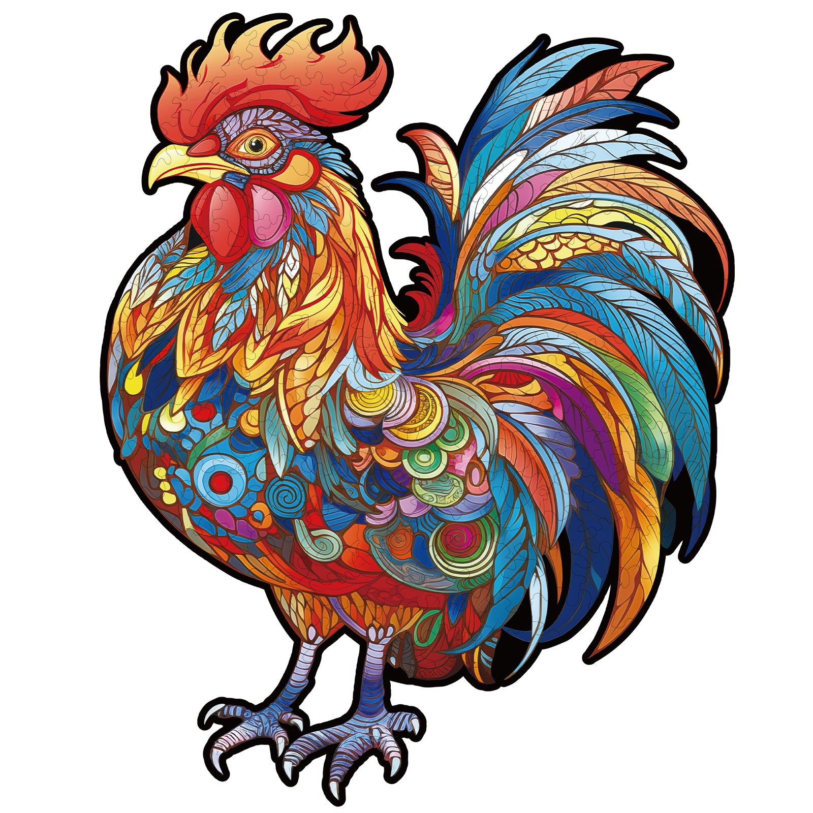 Whimsical Wooden Jigsaw Puzzle- Majestic Cock Image principale du produit