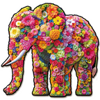Whimsical Wooden Jigsaw Puzzle- Flower Elephant
