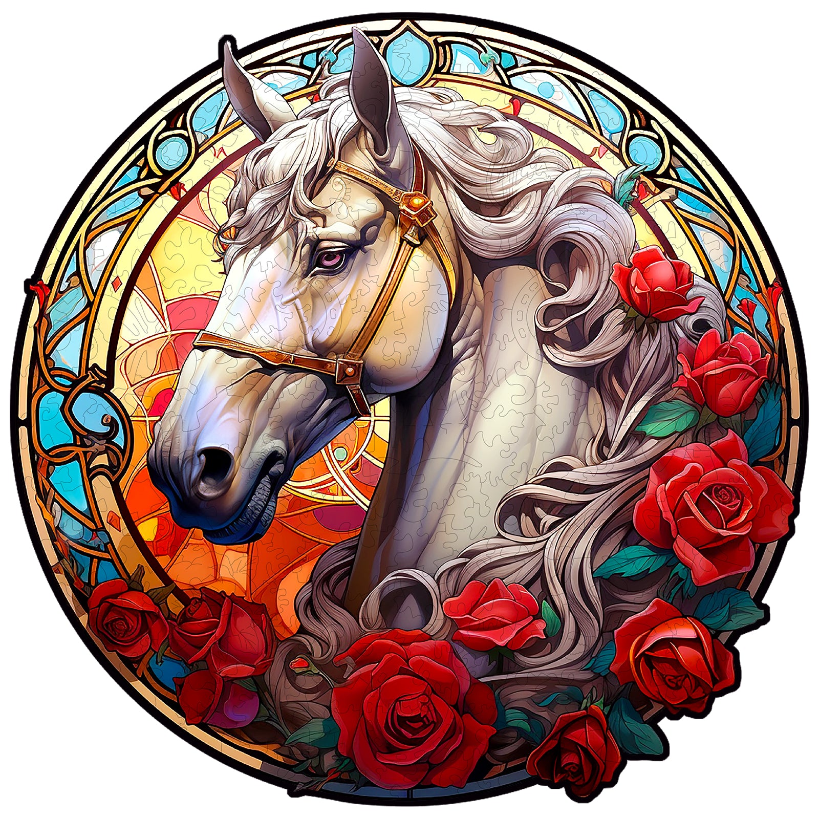 Whimsical Wooden Jigsaw Puzzle- Shiny Horse Main image