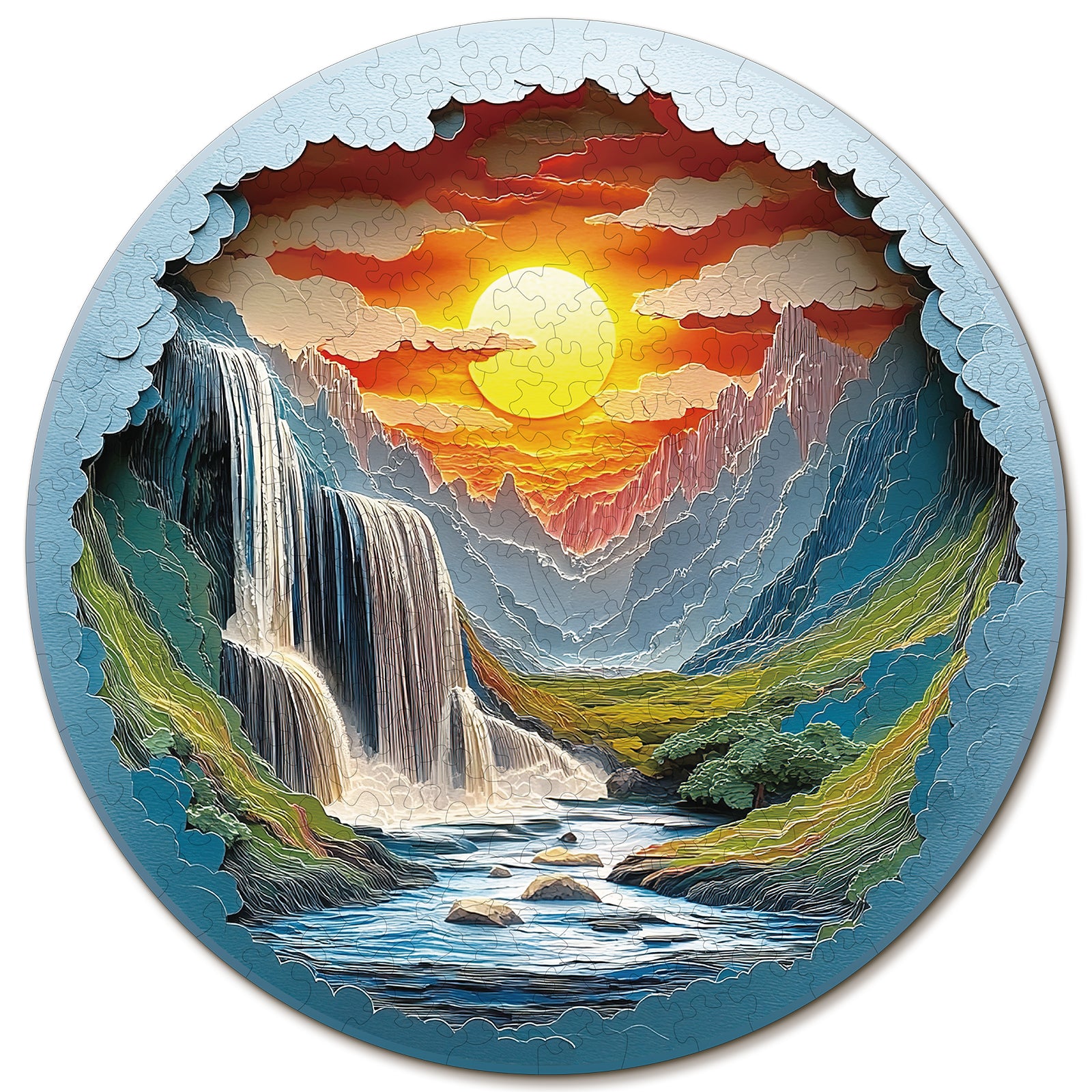 Whimsical Wooden Jigsaw Puzzle- Beautiful Gorge Main image