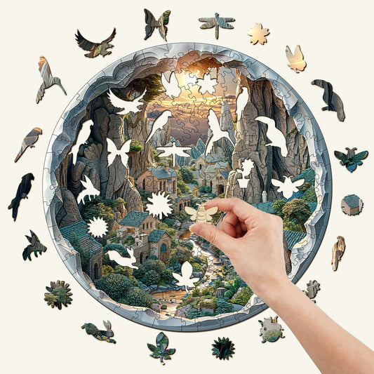 Whimsical Wooden Jigsaw Puzzle- 3d vision Inside The Cave-2