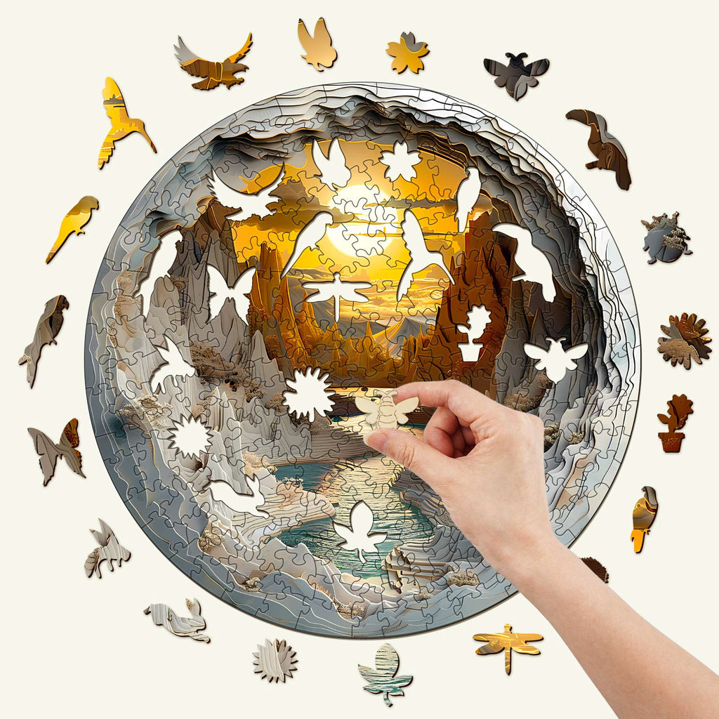 Whimsical Wooden Jigsaw Puzzle- 3d vision Inside The Cave-1
