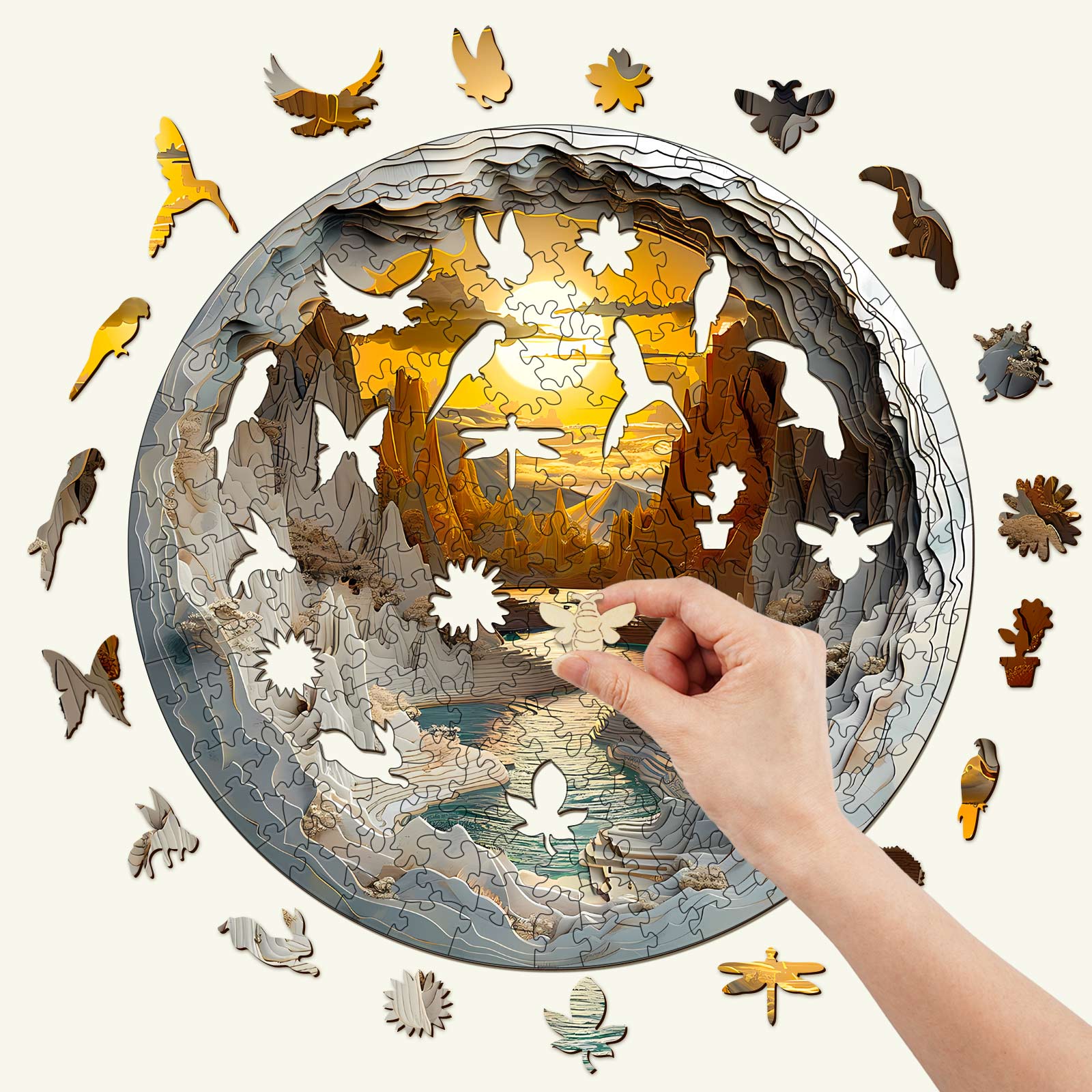Whimsical Wooden Jigsaw Puzzle- 3d vision Inside The Cave-1