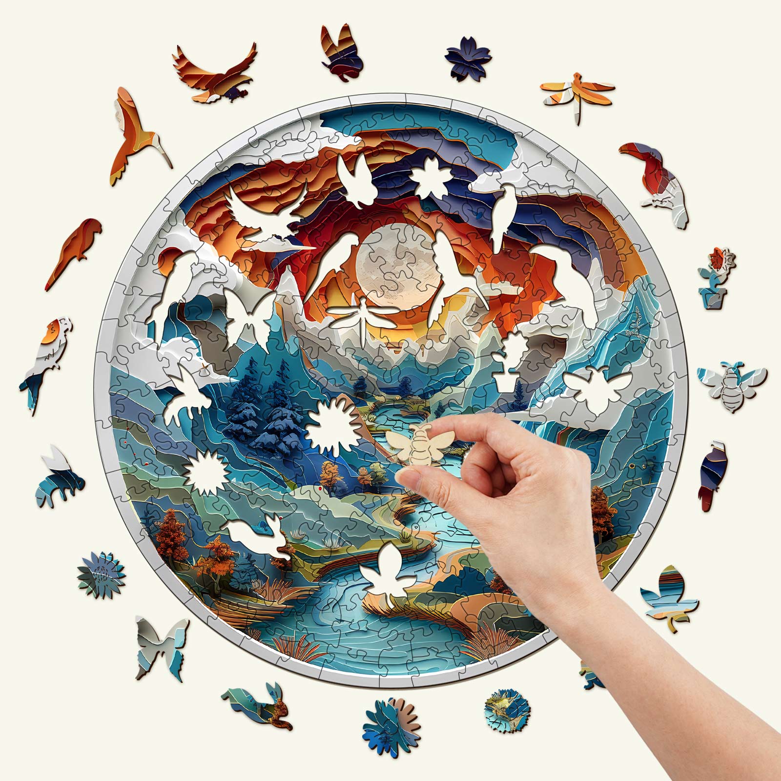 Whimsical Wooden Jigsaw Puzzle- 3d vision Inside The Cave-3