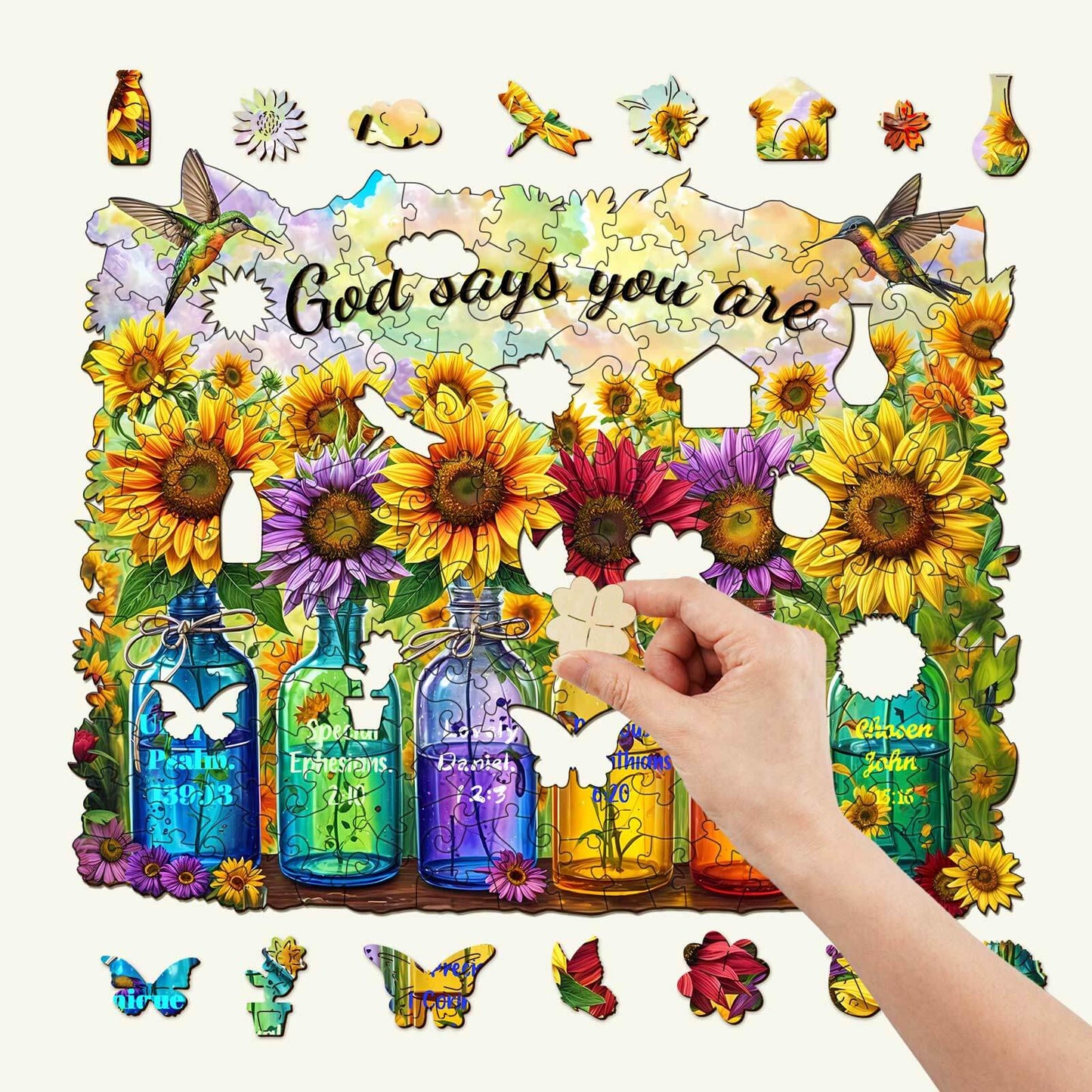Skurriles Holz-Puzzle – Gott sagt, du bist