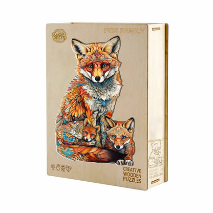 Whimsical Wooden Jigsaw Puzzle - FOX FAMILY - pickApuzzle