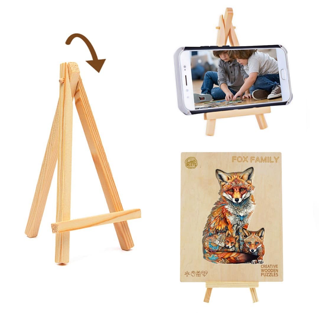 Whimsical Wooden Jigsaw Puzzle - FOX FAMILY - pickApuzzle