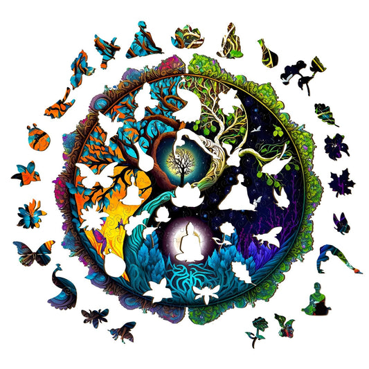 Engaging Wooden Jigsaw Puzzle - Yin - Yang Tree of Life 4 - pickApuzzle