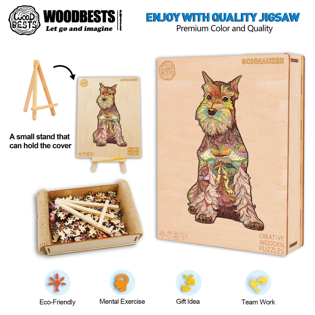 Whimsical Wooden Jigsaw Puzzle- Schnauzer
