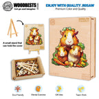Whimsical Wooden Jigsaw Puzzle-Guinea pig family