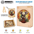 Whimsical Wooden Jigsaw Puzzle-mandala koala