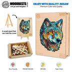 Whimsical Wooden Jigsaw Puzzle-Fearless Wolf