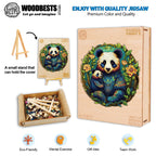 Whimsical Wooden Jigsaw Puzzle-Panda Family 2