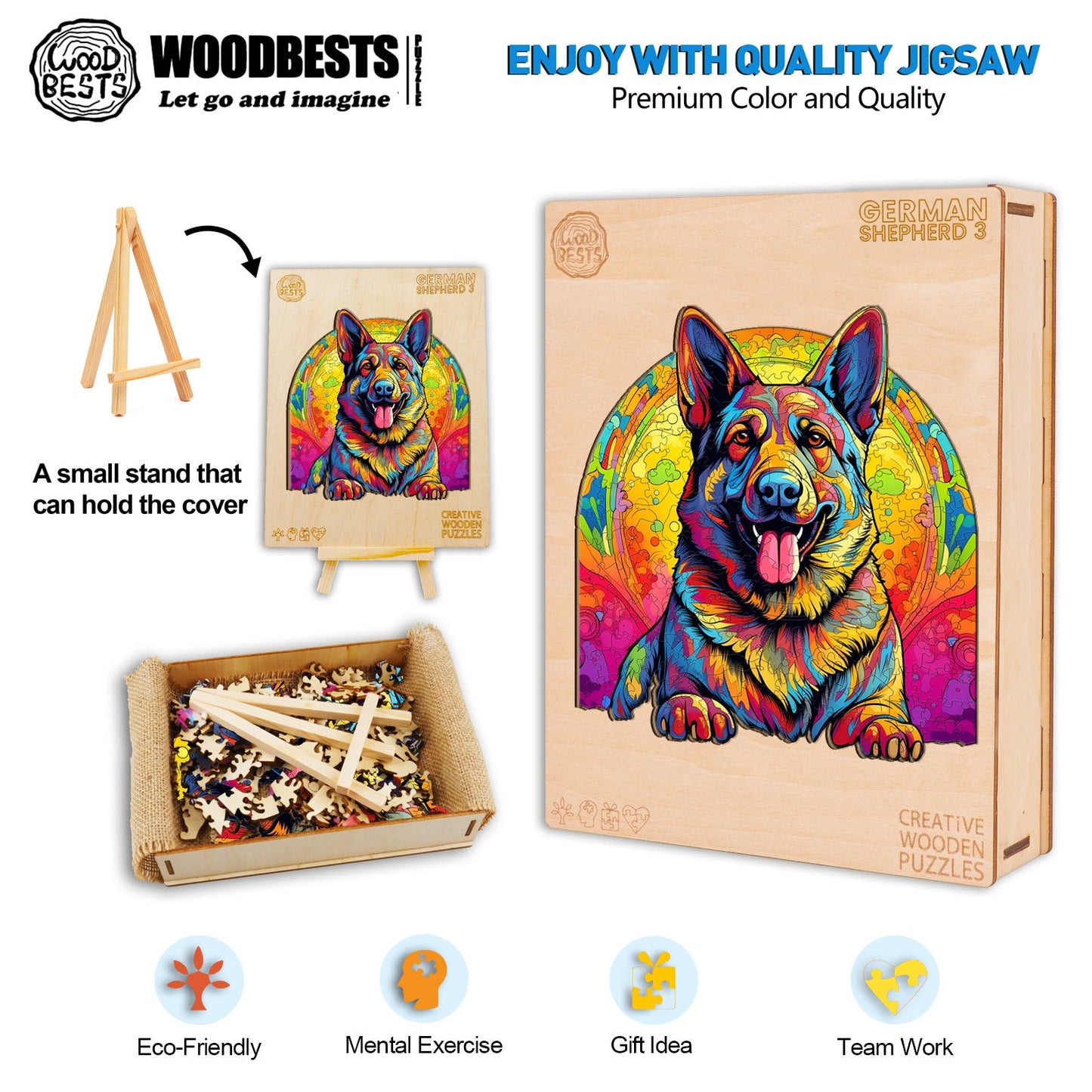 Whimsical Wooden Jigsaw Puzzle-German Shepherd 3