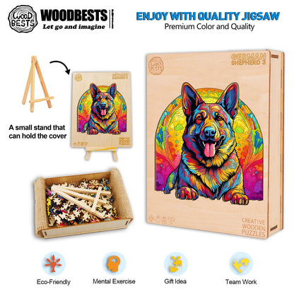 Whimsical Wooden Jigsaw Puzzle-German Shepherd 3