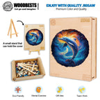 Whimsical Wooden Jigsaw Puzzle-Dream Dolphin