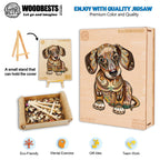 Whimsical Wooden Jigsaw Puzzle-DACHSHUND