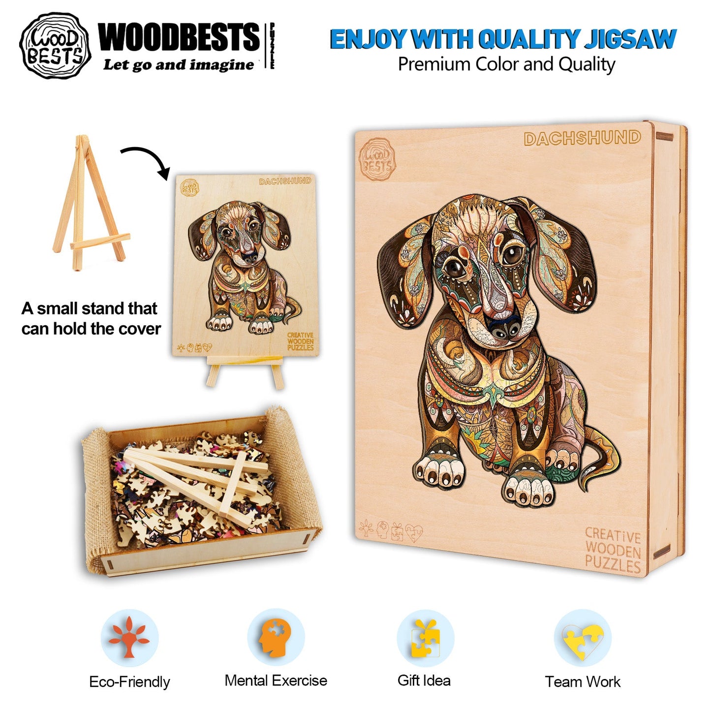 Whimsical Wooden Jigsaw Puzzle-DACHSHUND