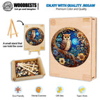 Whimsical Wooden Jigsaw Puzzle- moonlight owl