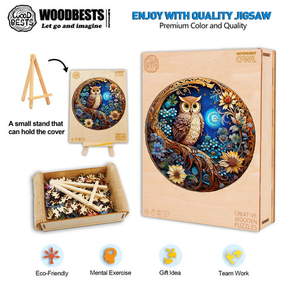 Verträumtes Holzpuzzle – Mondschein-Eule