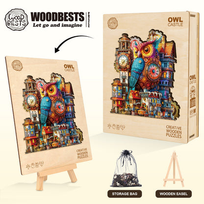 Launiges Holzpuzzle – Eulenschloss