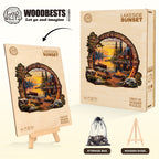 Ausgefallenes Holz-Puzzle – Sonnenuntergang am See
