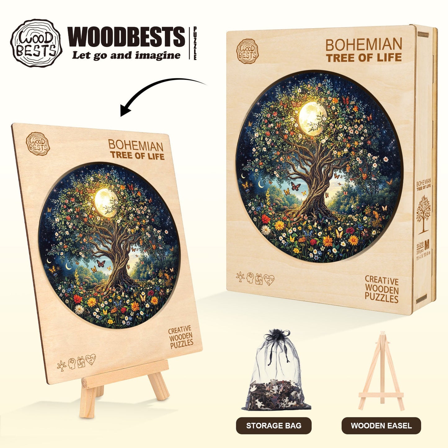 Verträumtes Holzpuzzle – Baum des Lebens im Bohème-Stil