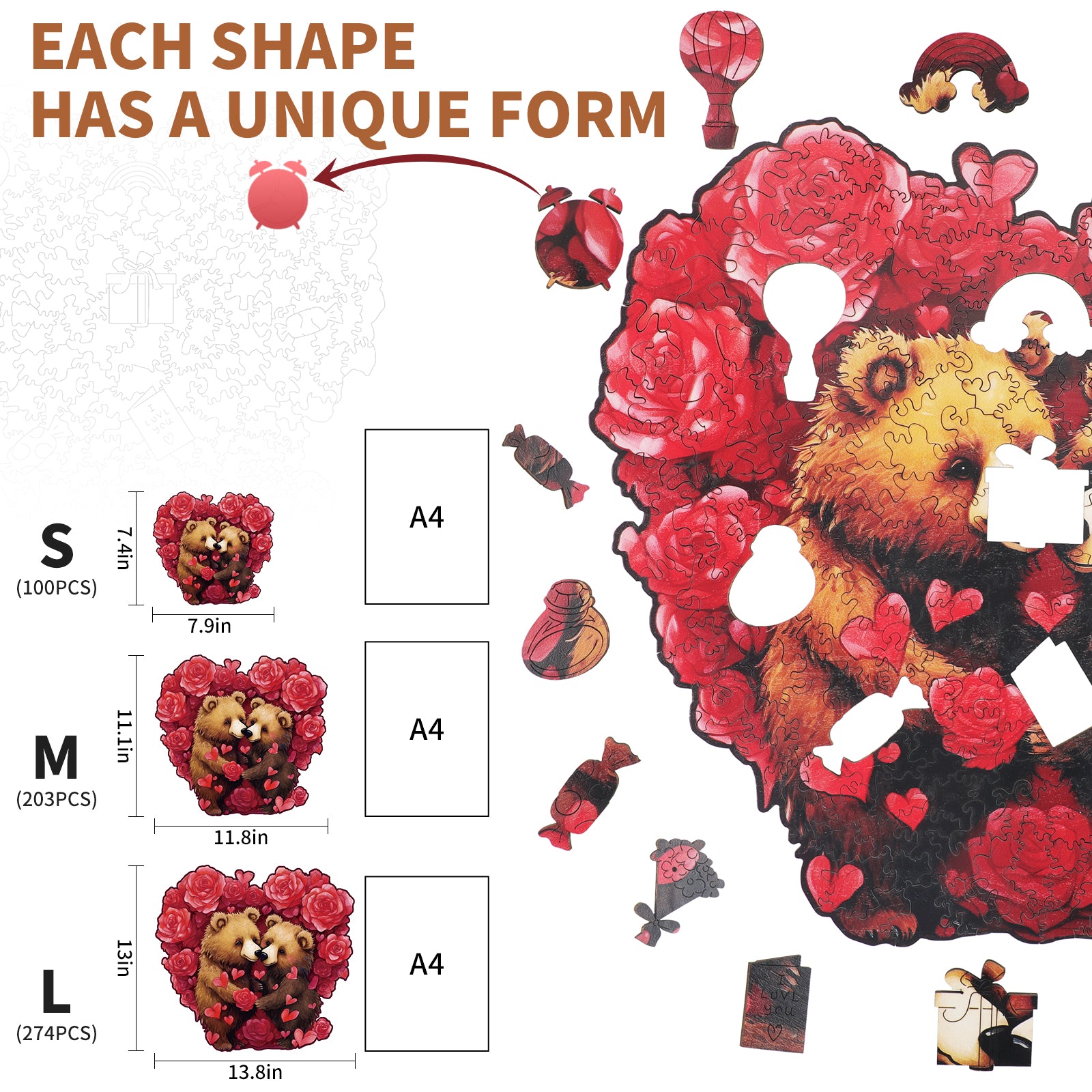 Whimsical Wooden Jigsaw Puzzle- Eternal Embrace