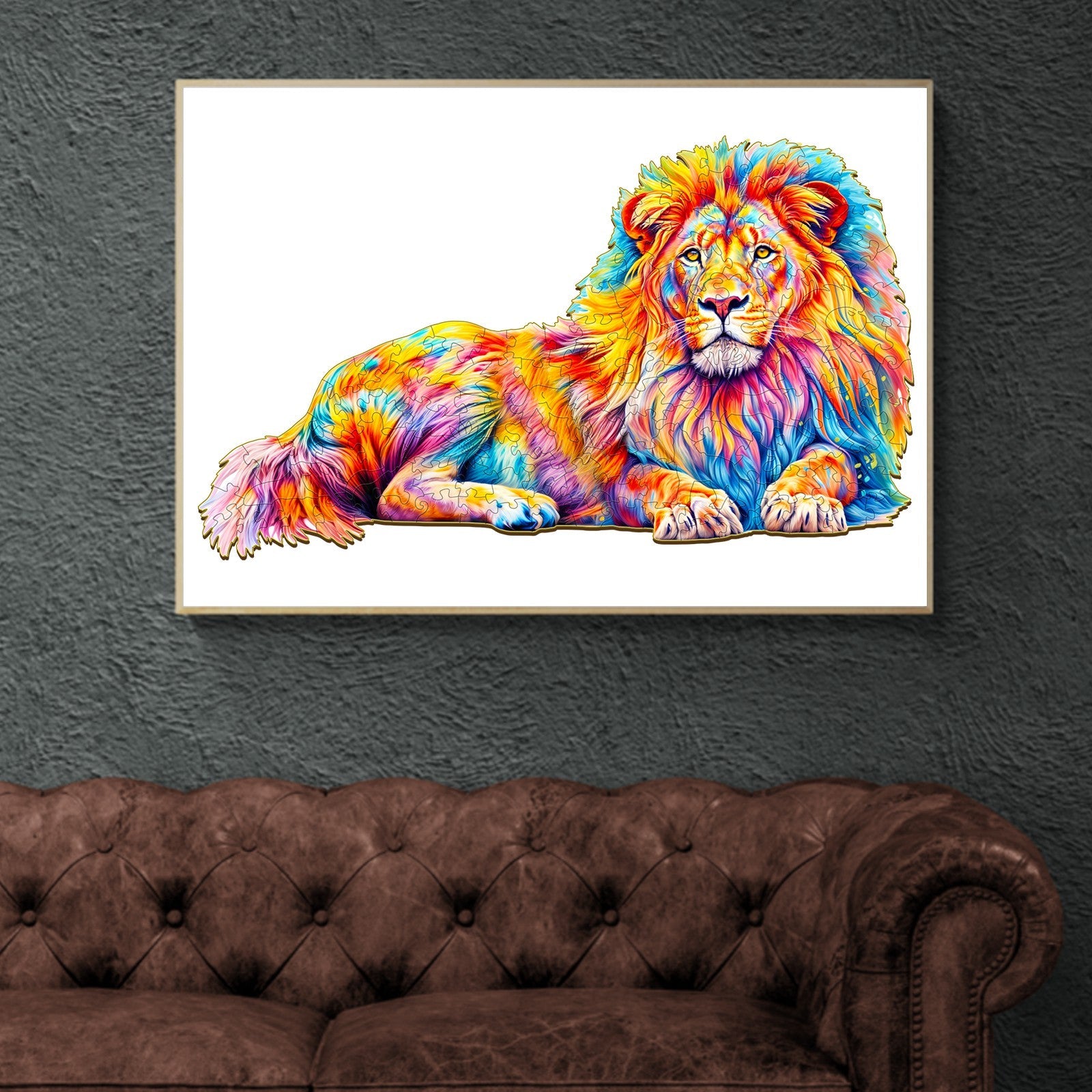 Whimsical Wooden Jigsaw Puzzle-Lion