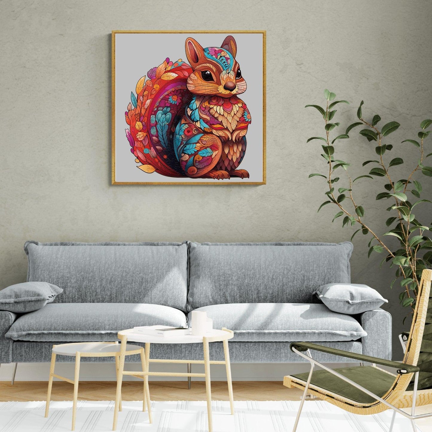 Whimsical Wooden Jigsaw Puzzle-Playful Squirrel