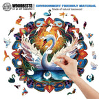 Whimsical Wooden Jigsaw Puzzle-Beautiful Swan 1