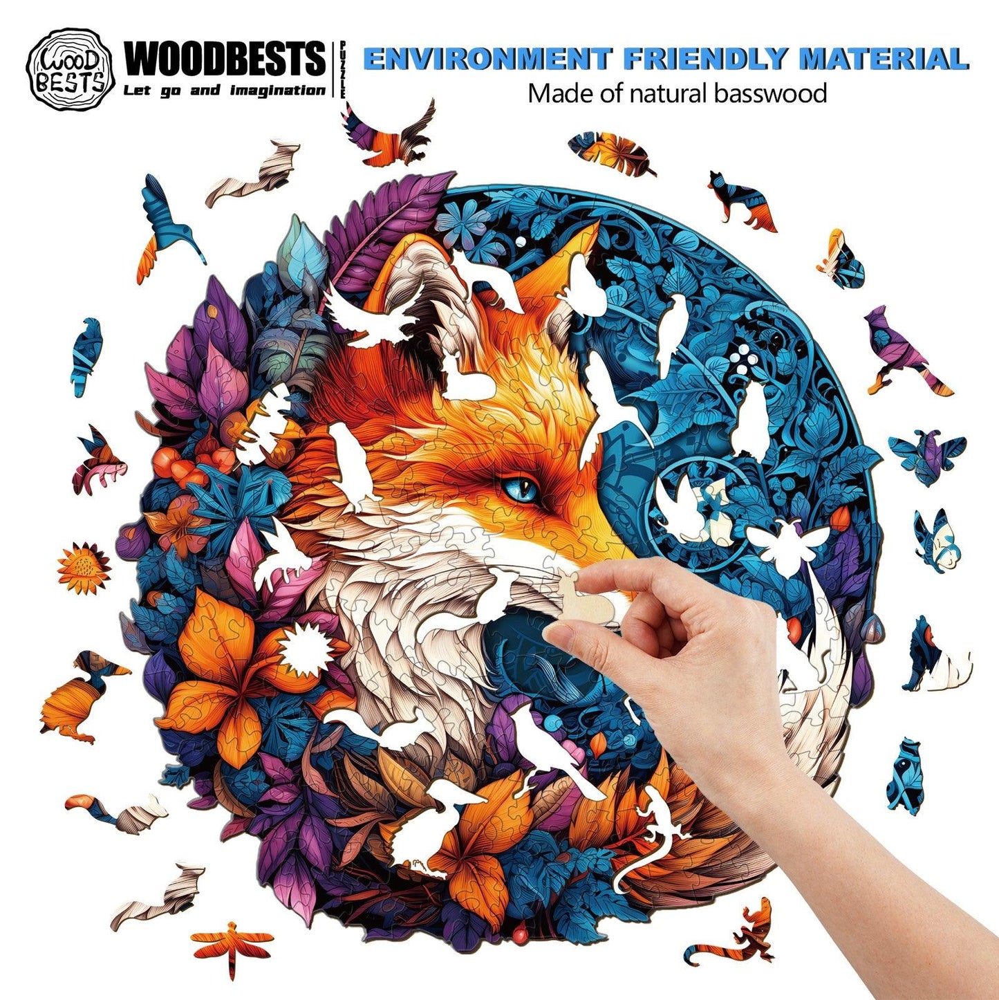 Whimsical Wooden Jigsaw Puzzle-Mysterious Fox