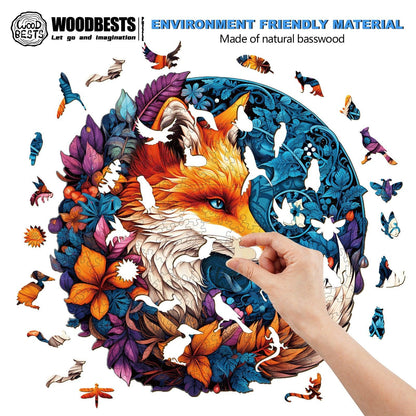Whimsical Wooden Jigsaw Puzzle-Mysterious Fox