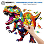 Whimsical Wooden Jigsaw Puzzle- Roaring Tyrannosaurus